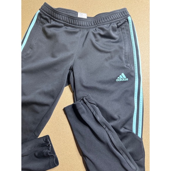 Adidas Track Pants Athletic Training‎ 3-Stripe Zip Ankle Black Blue M - Picture 1 of 8